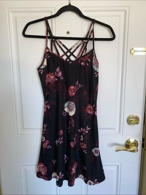 Black Floral Sexy, Soft, Strappy Dress